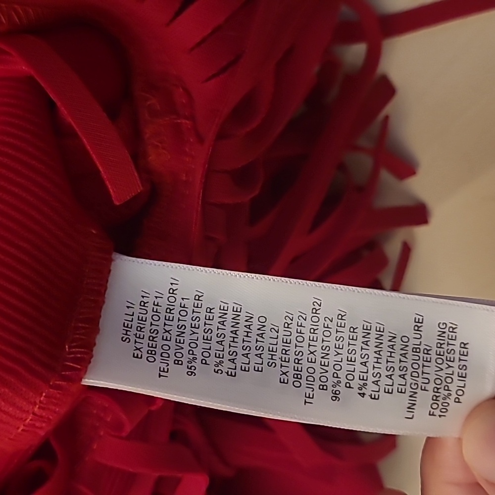 EUC Adrianna Papell Red Double Fringe Hem Sleeveless Cocktail Dress - Picture 11 of 14